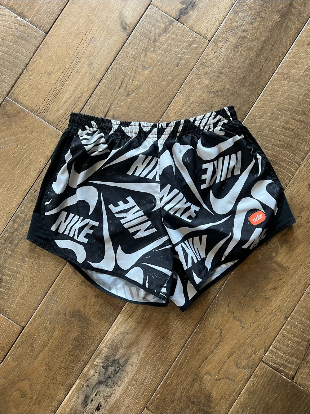 Nike Black & White Logo Print Athletic Shorts